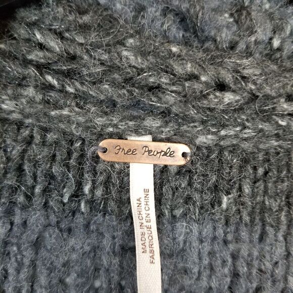 Free People Women Striped Cardigan Sweater Size S Wool Blend Gray Hook & Loop - Picture 5 of 7